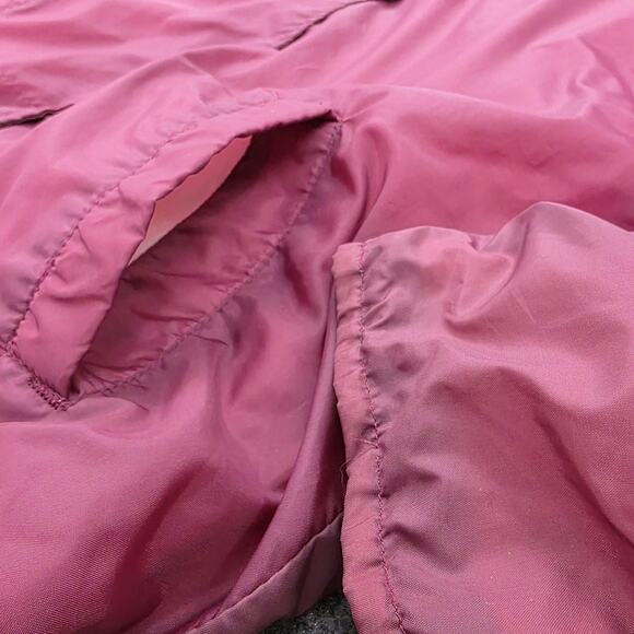 Vintage Sears Jacket Mens Small Maroon Nylon Coaches Lined Snap Front 90s Street - Picture 12 of 16